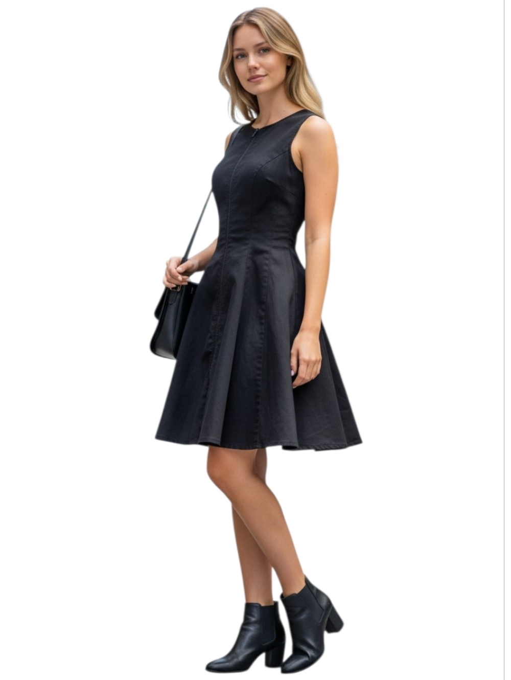 Aritzia Talula Minimalist Fit and Flare Minidress Zipper Front Black Size 4